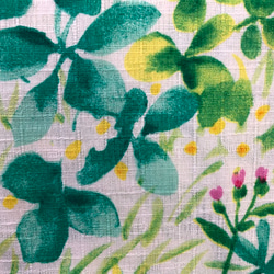 水彩　ボタニカル　トップス　綿100変わり織　お花と葉っぱ　大きめ　フリーサイズ　57cm丈 12枚目の画像