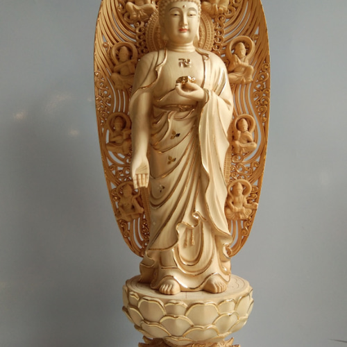 西洋三聖 阿弥陀如来三尊立像 木製仏像 仏教美術品 仏壇仏像 西洋三聖 阿弥陀如来三尊立像 木製仏像 仏教美術品 仏壇仏像