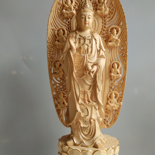 西洋三聖 阿弥陀如来三尊立像 木製仏像 仏教美術品 仏壇仏像