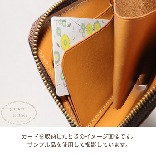 L字ファスナーウォレット本革 ダークブラウン＆オーカーキャメル