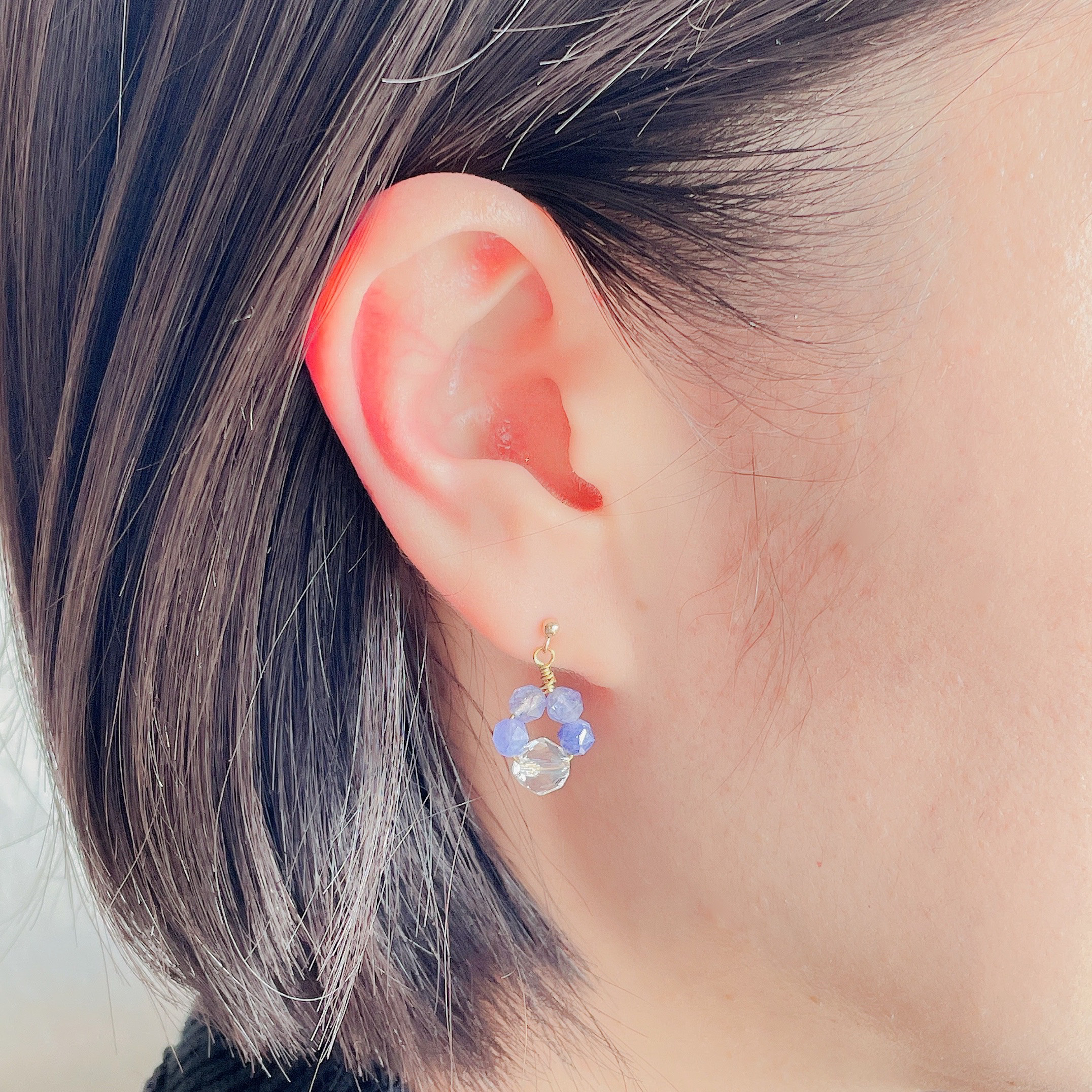 歓喜(タンザナイト) | 天然石  小粒 ピアス ゴールド