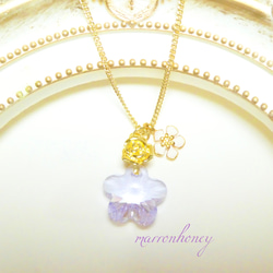 1点限定SWAROVSKI flower＆flowerネックレスv 2枚目の画像