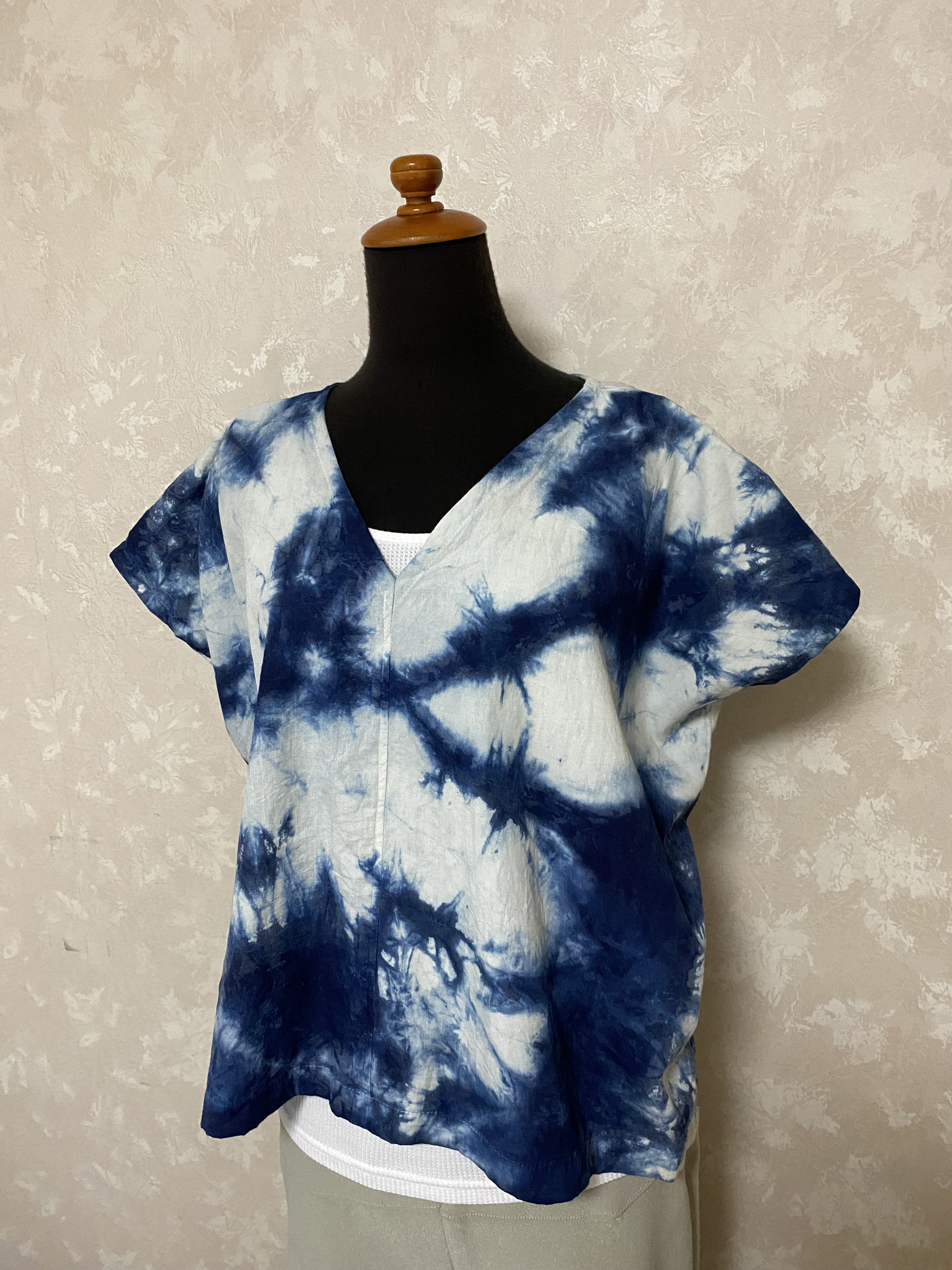 藍染めブラウス(絞り染め)   4