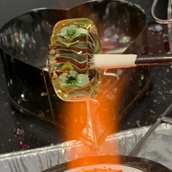 ガラスの花海月　一点もの　湧き水デルフィニウムの花噴水スティック付き★カクタス 12枚目の画像