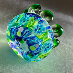 ガラスの花海月　一点もの　湧き水デルフィニウムの花噴水スティック付き★カクタス 7枚目の画像