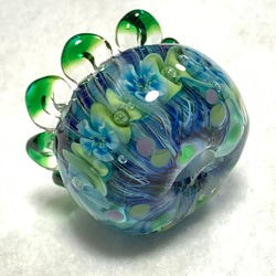 ガラスの花海月　一点もの　湧き水デルフィニウムの花噴水スティック付き★カクタス 3枚目の画像