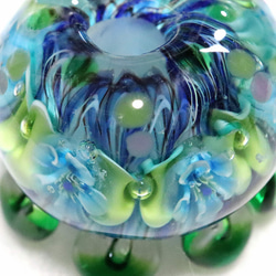 ガラスの花海月　一点もの　湧き水デルフィニウムの花噴水スティック付き★カクタス 9枚目の画像