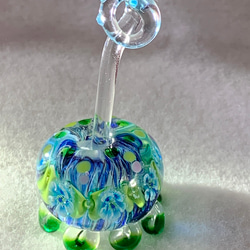 ガラスの花海月　一点もの　湧き水デルフィニウムの花噴水スティック付き★カクタス 5枚目の画像