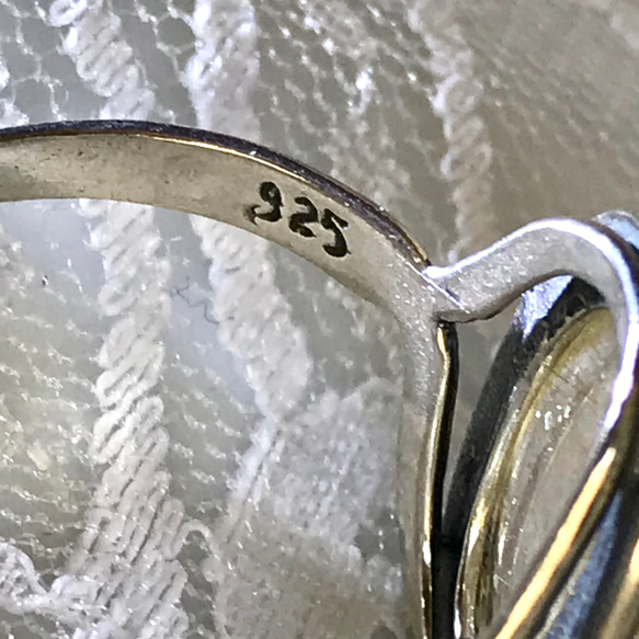 SV925　針水晶・・ルチルクォーツ ring （６~１７号・ハートベゼル） 8枚目の画像