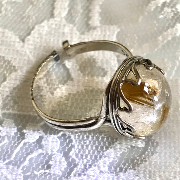 SV925　針水晶・・ルチルクォーツ ring （６~１７号・ハートベゼル） 18枚目の画像