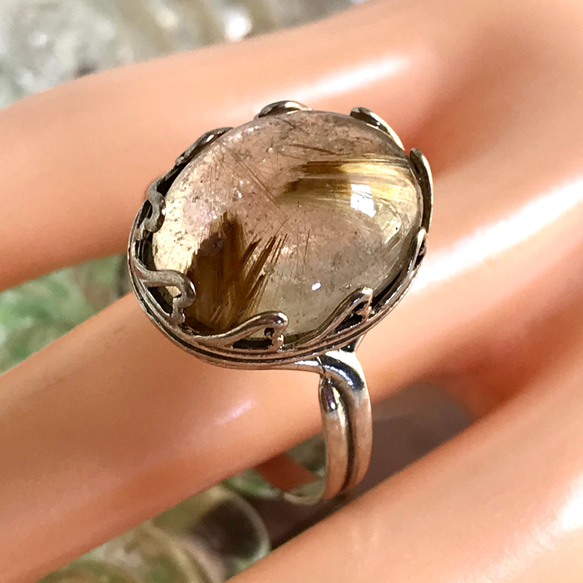 SV925　針水晶・・ルチルクォーツ ring （６~１７号・ハートベゼル） 9枚目の画像