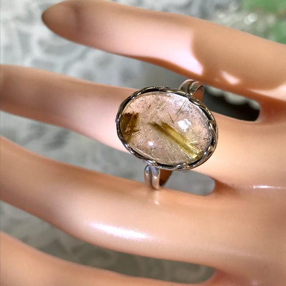 SV925　針水晶・・ルチルクォーツ ring （６~１７号・ハートベゼル） 19枚目の画像
