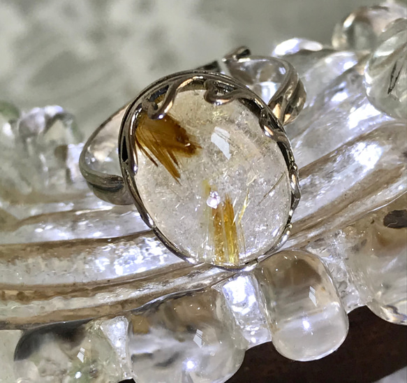 SV925　針水晶・・ルチルクォーツ ring （６~１７号・ハートベゼル） 14枚目の画像