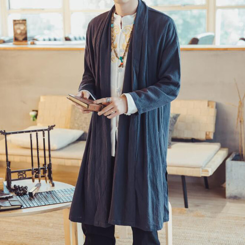 新品 カーディガンメンズ ジャケット ロング丈 羽織り アウター 無地