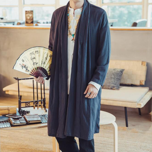 新品 カーディガンメンズ ジャケット ロング丈 羽織り アウター 無地