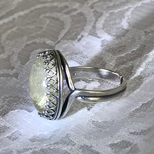 針水晶・・ルチルクォーツ ring （フリーサイズ・１６×１２） 18枚目の画像
