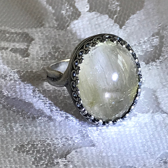 針水晶・・ルチルクォーツ ring （フリーサイズ・１６×１２） 8枚目の画像