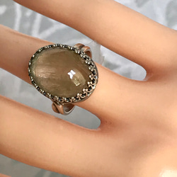 針水晶・・ルチルクォーツ ring （フリーサイズ・１６×１２） 16枚目の画像