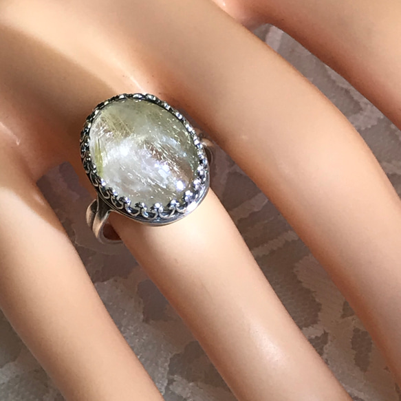 針水晶・・ルチルクォーツ ring （フリーサイズ・１６×１２） 3枚目の画像