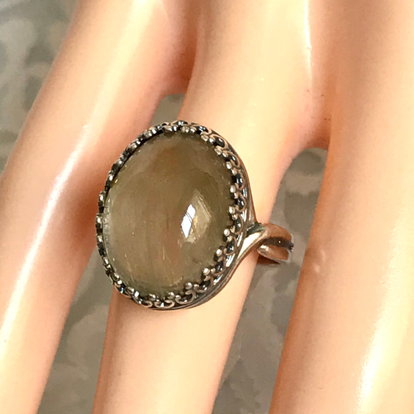 針水晶・・ルチルクォーツ ring （フリーサイズ・１６×１２） 5枚目の画像