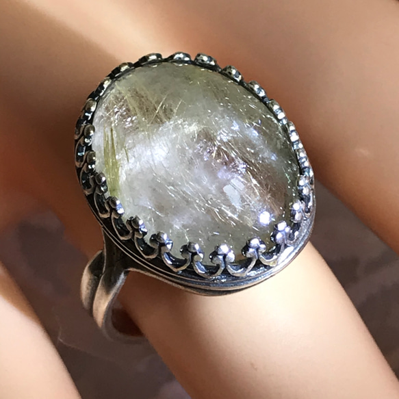 針水晶・・ルチルクォーツ ring （フリーサイズ・１６×１２） 13枚目の画像