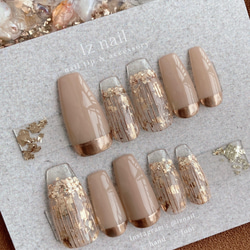 ネイルチップ】奥行きクリアフレンチネイル 奥行きネイル クリア