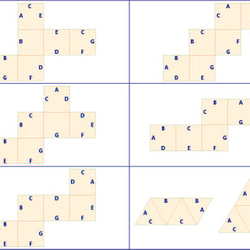 中学受験対策　空間図形の学習　展開図　立方体11パターン＋正四面体2パターン　紙製　切り抜き 9枚目の画像