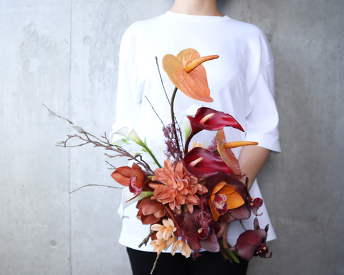 ウェディングブーケ　アーティフィシャルフラワーブーケ　胡蝶蘭　テラコッタ f3f94d660497ece3e5da4e7f06bcf4