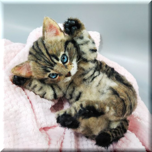 羊毛フェルト 猫 キジトラの子猫ちゃん キジトラ猫 ねこ ネコ 猫