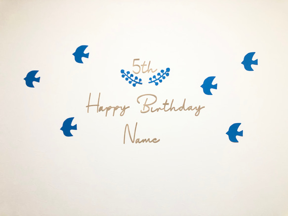 誕生日レターバナー北欧飾りセット　筆記体お名前年齢セット　壁面飾り 2枚目の画像