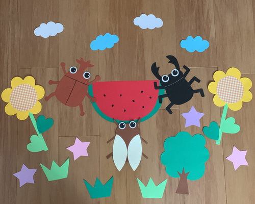 Manny　壁飾り 夏らしい壁面と暑苦しい語り : マトリョーシカな毎日