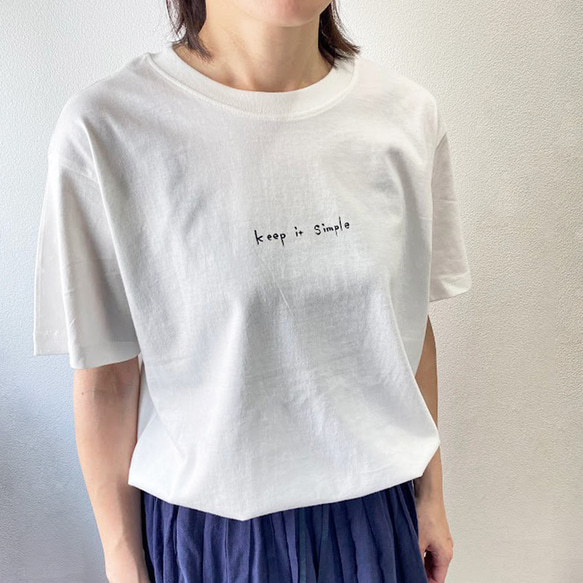 オーガニックコットンTシャツ　keep it simple　オフホワイト　白T　レディース　コットン100 1枚目の画像