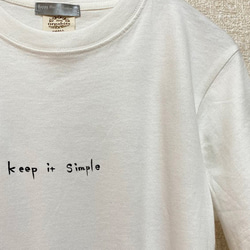 オーガニックコットンTシャツ　keep it simple　オフホワイト　白T　レディース　コットン100 3枚目の画像