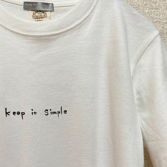 オーガニックコットンTシャツ　keep it simple　オフホワイト　白T　レディース　コットン100 3枚目の画像