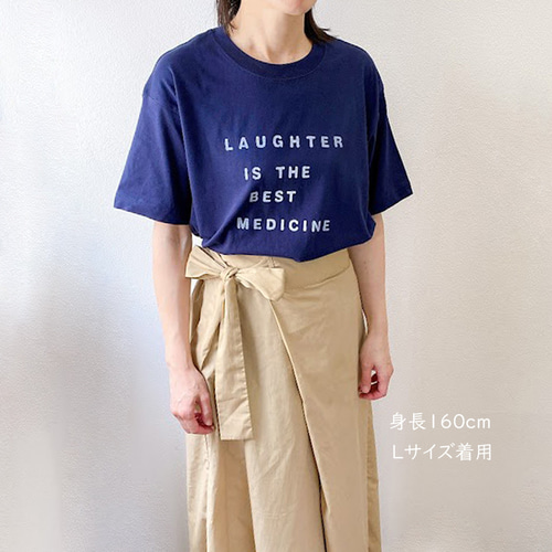 EVERYDAY ILIKE. cropped Tシャツ　濃紺　コットン　美品 オーガニックコットンTシャツ Laughter is best medicine