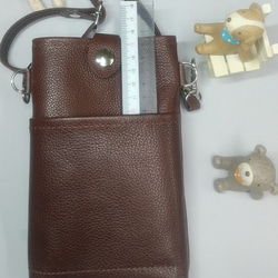 送料無料　牛革　 携帯ポシェット　ML2　外ポケット付き　チョコレート色　№17 5枚目の画像