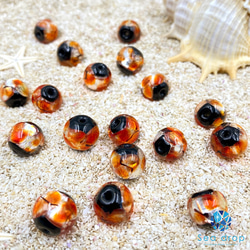 Sea drop ホタルガラス オレンジ 半連 20cmビーズ 6-16mm玉　蓄光タイプ とんぼ玉 [120htt] 9枚目の画像