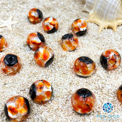 Sea drop ホタルガラス オレンジ 半連 20cmビーズ 6-16mm玉　蓄光タイプ とんぼ玉 [120htt] 12枚目の画像