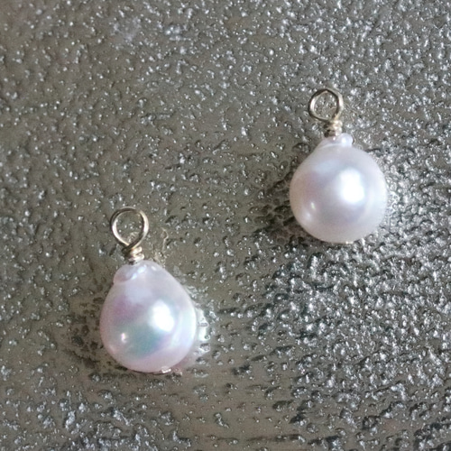 バロックパールピアスチャーム あこや真珠 14KGF ピアス（フック