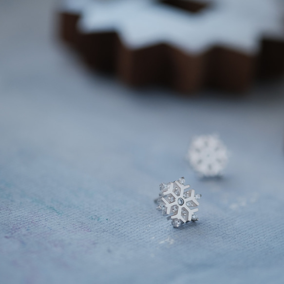 925銀雪花耳環 第5張的照片