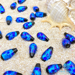 Sea drop ホタルガラス ブルー しずく 粒売り 15mm×8mm ビーズ 蓄光 とんぼ玉 [125btt] 2枚目の画像