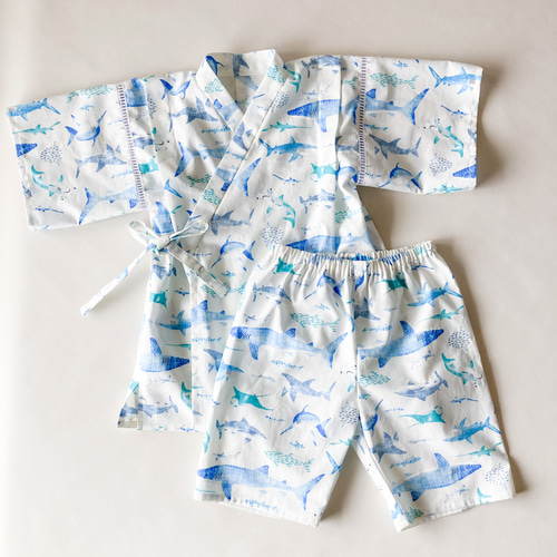 ハンドメイド　キッズ　甚平　100 甚平 子供 女の子 3〜4歳 金魚 きんぎょ 100cm前後 甚兵衛