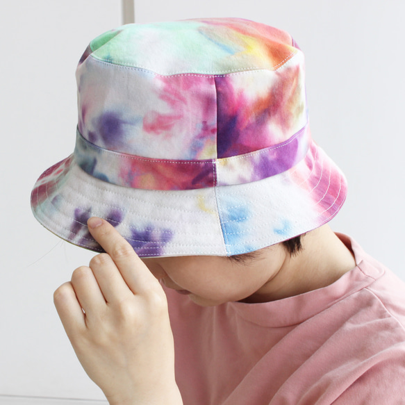 【S・M・L】TIE-DYE BUCKET HAT　生地から染めたタイダイのバケットハット【受注制作】 4枚目の画像