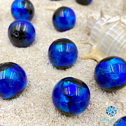 Sea drop 光る ホタルガラス ブルー 粒売り 20mm玉 ビーズ 蓄光タイプ とんぼ玉 [128btt-20] 2枚目の画像