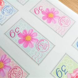 切手風シールⅠ　花 シール  小さめサイズ　２シート　計88枚 4枚目の画像