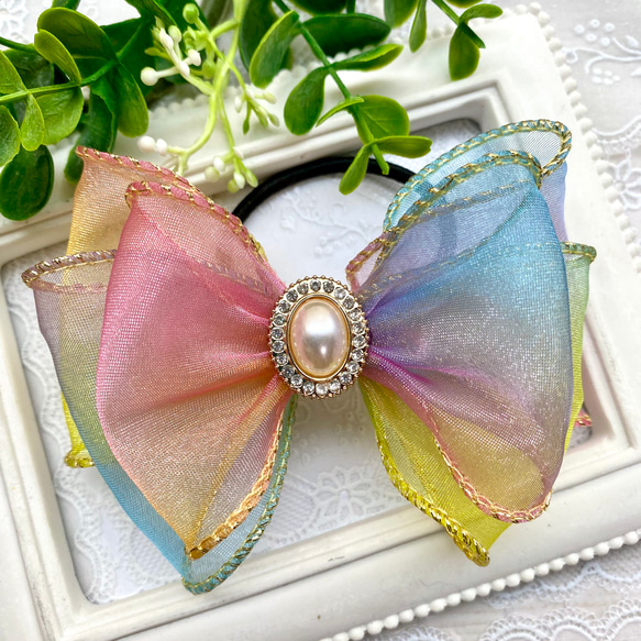 189 メタリックシルバー￼キラキラ キッズヘアゴム プリンセス