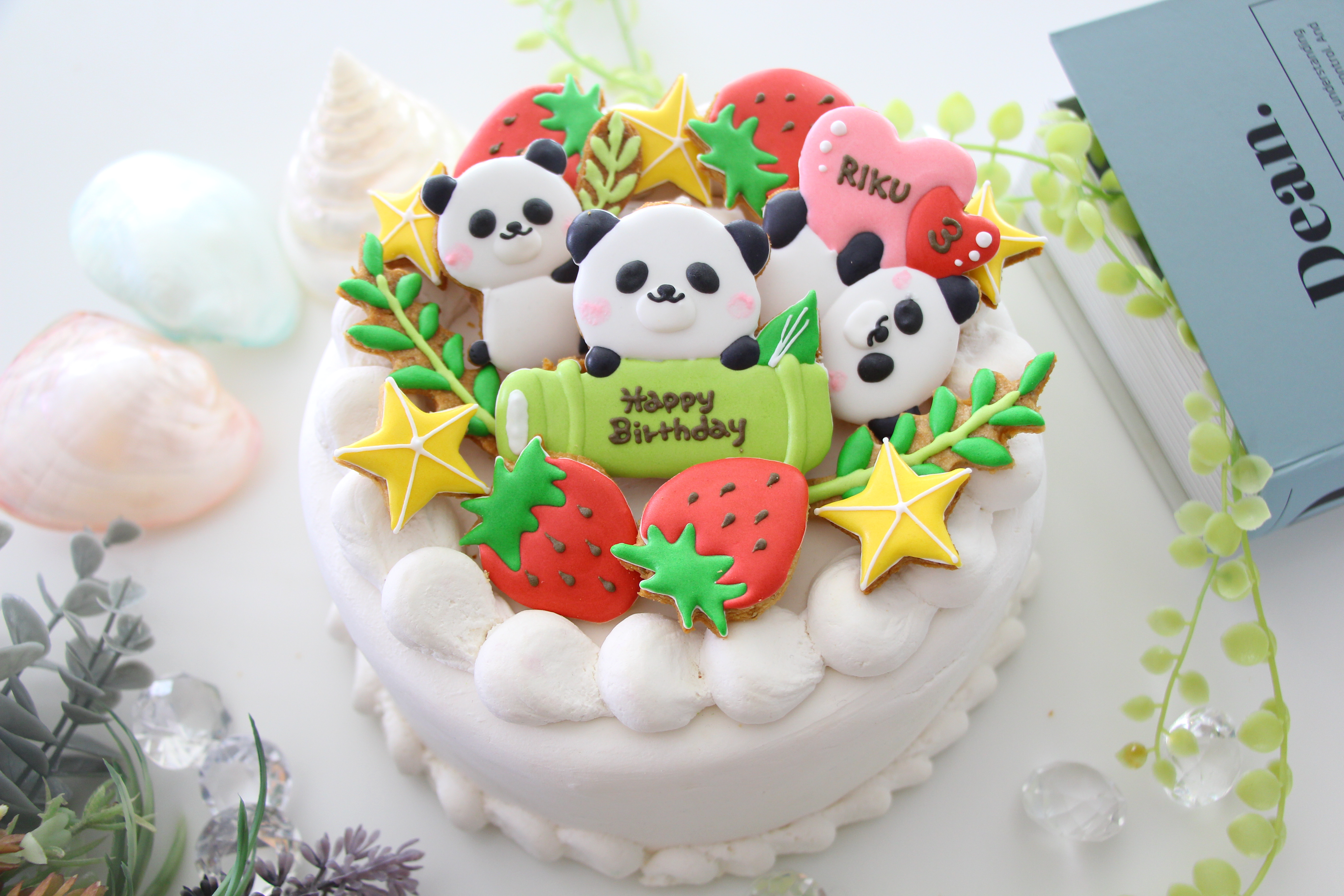 アイシングクッキー パンダ ☆彡 誕生日ケーキ飾りデコレーション