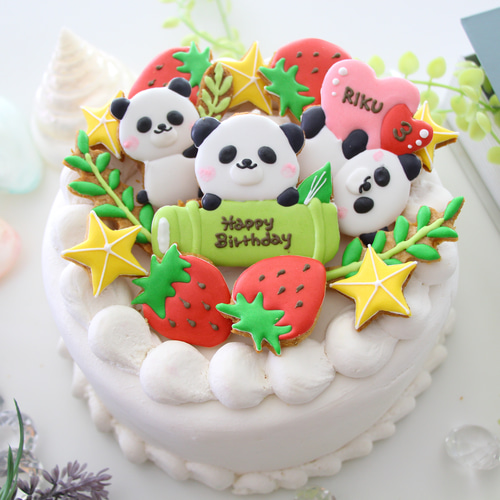 アイシングクッキー パンダ ☆彡 誕生日ケーキ飾りデコレーション 