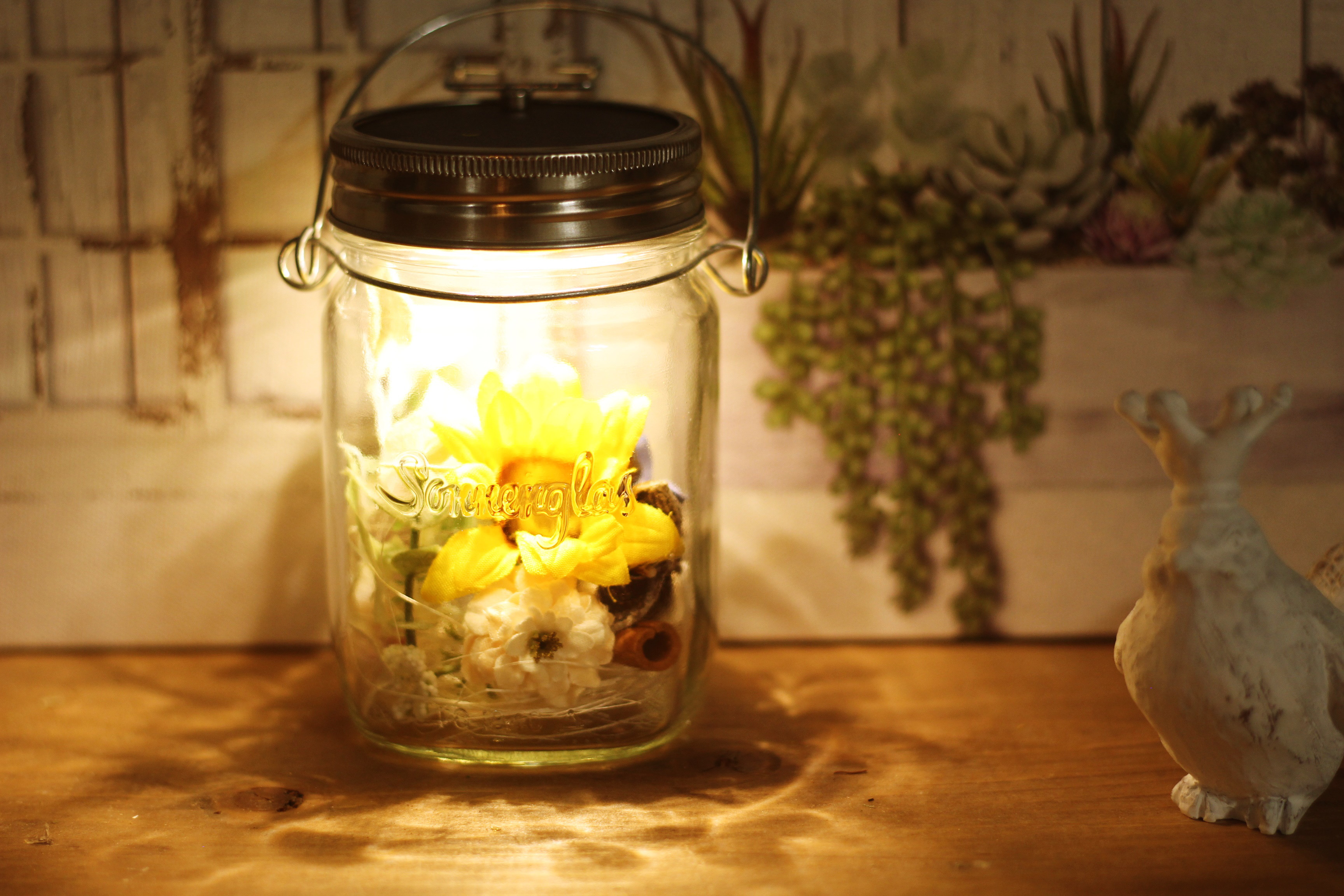 ほんわか灯そう！向日葵とグリーン「環境に配慮した灯り」ソネングラス®️アレンジ　小