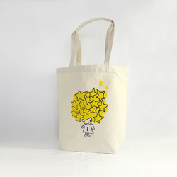 星の王女さま(黄色)のキャンバストートバッグ／シルクスクリーンプリント 4枚目の画像